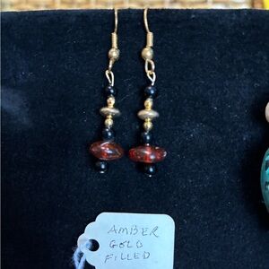 NWT - Amber Gold-Filled Beaded Earrings